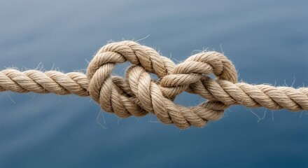 Close up of rope knot nautical marine strength and security