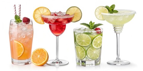 Four refreshing summer cocktails with fruit