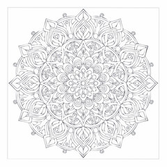 Stylized Graphic Mystical Symmetry Monochrome Cultural Mandala Art Illustration with Intricate Patterns and Spiritual Design for Meditation and Decoration