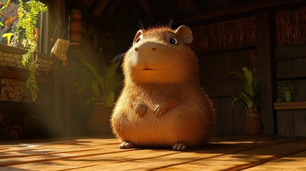 Cute rodent in a rustic home