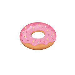 Sweet donut with strawberry icing