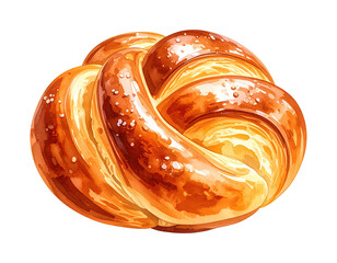 Fototapeta premium Watercolor illustration of bread. Food clipart illustration.