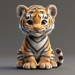 Adorable cartoon tiger cub