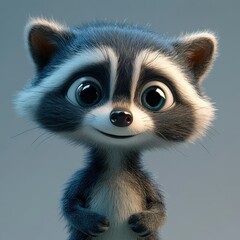Cute cartoon raccoon portrait