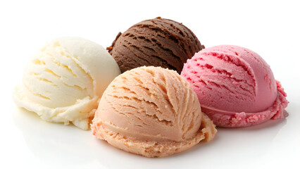 Different flavours ice-cream isolated on white background 