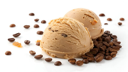 Coffee ice-cream isolated on white background 