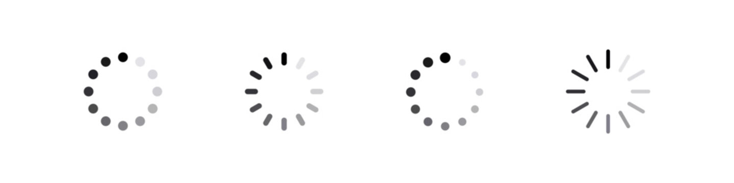 Loading icon. Download vector set. Load icon set. Downloading circle sign.