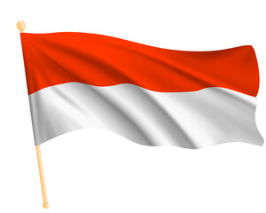 3d illustration of the Indonesian flag unfurled