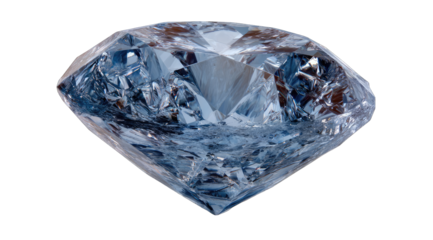Detailed close-up of a faceted, light-blue gem