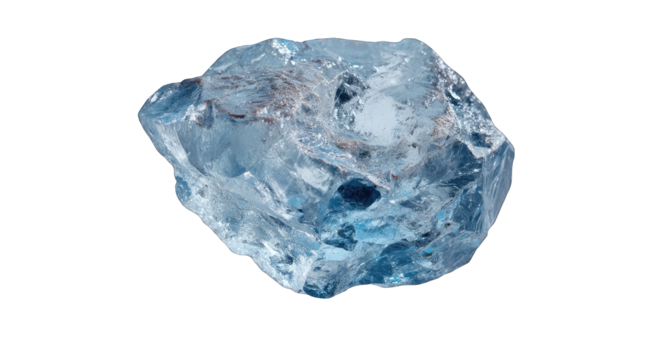 Raw, light-blue, crystalline gem