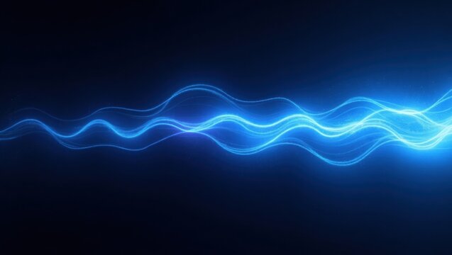 Rayas azules de movimiento a la velocidad de la luz sobre un fondo oscuro, movimiento r&aacute;pido futurista, concepto de flujo de energ&iacute;a digital