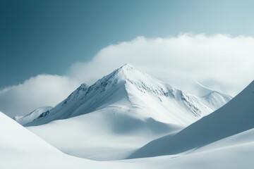 Serene snow-covered mountain landscape offering minimalist beauty and tranquil atmosphere