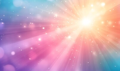 A captivating abstract display of radiant light bursts forth in a kaleidoscope of pastel hues, a vibrant interplay of color and energy evokes feelings of positivity and enlightenment.