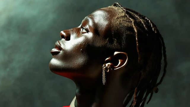 Woman with Dramatic Dreads in Cinematic Movement