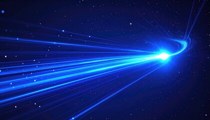 Continuous comet-style energy streaks in looping orbit through glowing digital sky