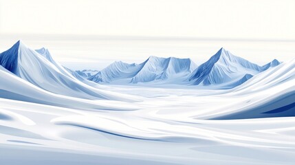 A serene, stylized, icy landscape