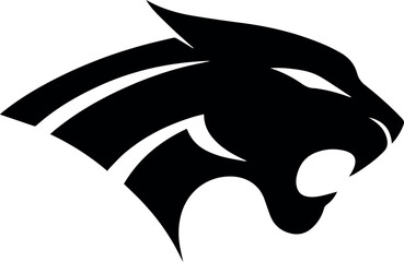 Aggressive black cougar head silhouette logo design graphic art puma icon team white image animal vector symbol