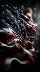 United States flag on dark background with text space. Concept of celebrating Labor Day, US presidential election,veterans day created by ai
