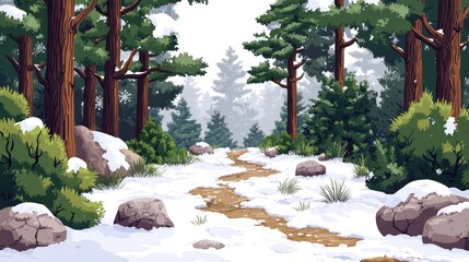 Winter forest path