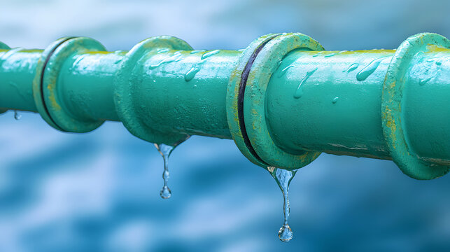 Leaking water pipe with droplets