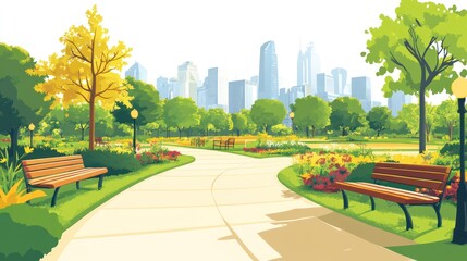 City park scene with winding path