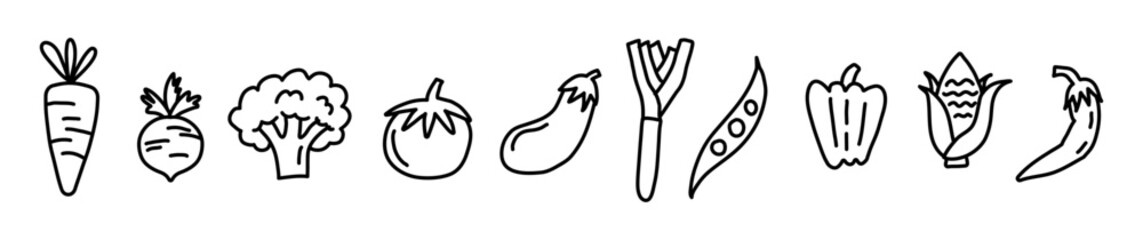 vegetable doodle hand drawing icon healthy food vegies grunge drawn