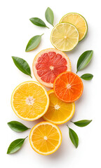 Fototapeta premium fruit slices on white background