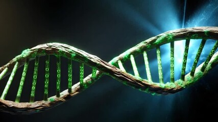 Digital DNA chain with binary code and organic texture. - Powered by Adobe
