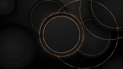 Circle geometric luxury gold black particles circles geometric layout background. special events. rings minimal animation for presentation, ceremony event party awards, awards party premium motion - Powered by Adobe