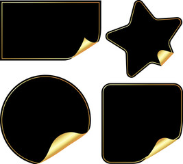 Set of stickers sheets black gold background
