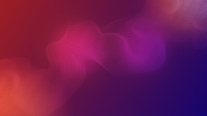 Abstract line background with flowing wave shape in purple and red gradient colors