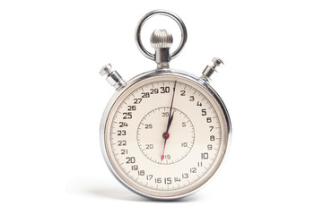 Old stopwatch isolated on white background.