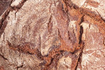 Close-up texture of rye bread crust
