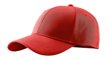 Fototapeta premium Red Cap: A vibrant red cap, designed with a sporty aesthetic, and offering a sleek, modern feel, sits in solitary poise, perfect for adding a splash of color and style.
