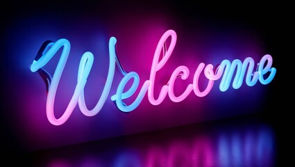 Futuristic vintage style of text Welcome on dark background.