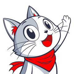Obraz premium Cute Cat Icon Illustration Vector