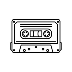 Obraz premium Vintage cassette tape icon illustration in black outline style