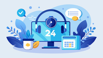 Illustration of twenty four hour customer service setup