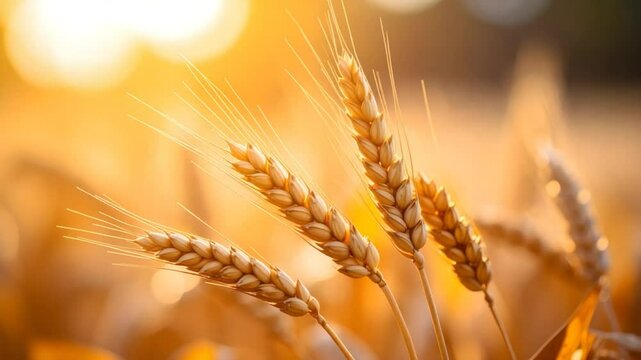 Golden wheat stalk close up