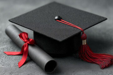 graduation cap and diploma