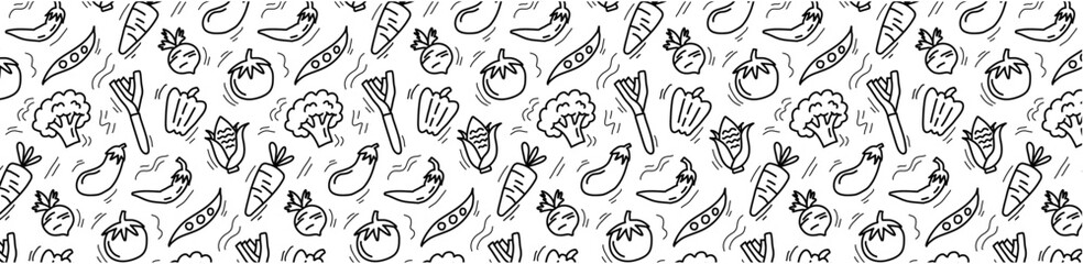 vegetable doodle seamless pattern background hand drawing vegies cute