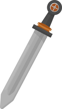silver sword with orange and black details clip art preview