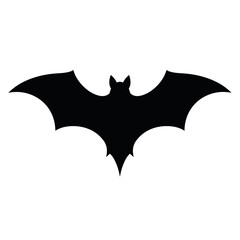 Fototapeta premium Silhouette of a Bat with Spread Wings Isolated on White Background, Halloween Decoration