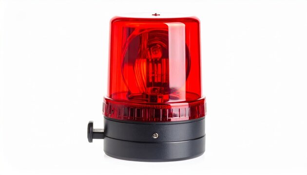 Red alert light over white background