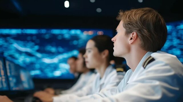 Team Analyzing Hypersonic Flight Data in a Control Room