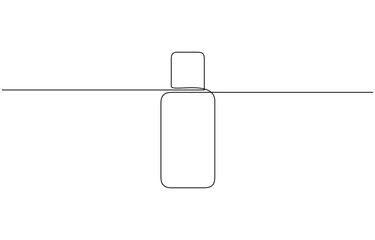 Continuous one line drawing of Perfume bottle. Single line drawing illustration, Single line cosmetic tube line art vector illustration editable stroke.