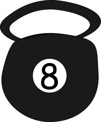 Black Kettlebell Number 8 Vector Illustration – Minimal Fitness Equipment Icon for Gym, CrossFit, and Strength Training Projects