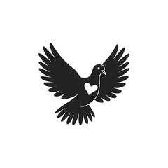 Fototapeta premium Flying Dove with Heart Symbol Vector Illustration