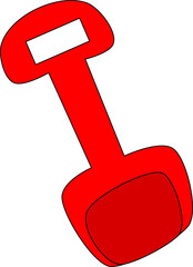 Bright Red Beach Toy Shovel Vector Illustration in Flat Cartoon Style for Summer Vacation, Kids Play, and Sand Activities