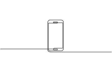 Smartphone symbol in continuous line drawing style. Line art of phone icon, mobile phone concept. One line drawing. Single line art. Vector illustration.